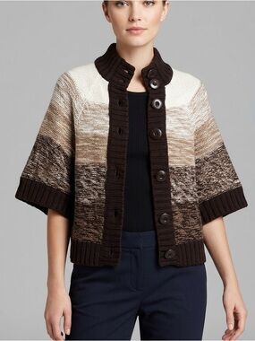 Allison Daley Color Block Button-Front Sweater Size Medium